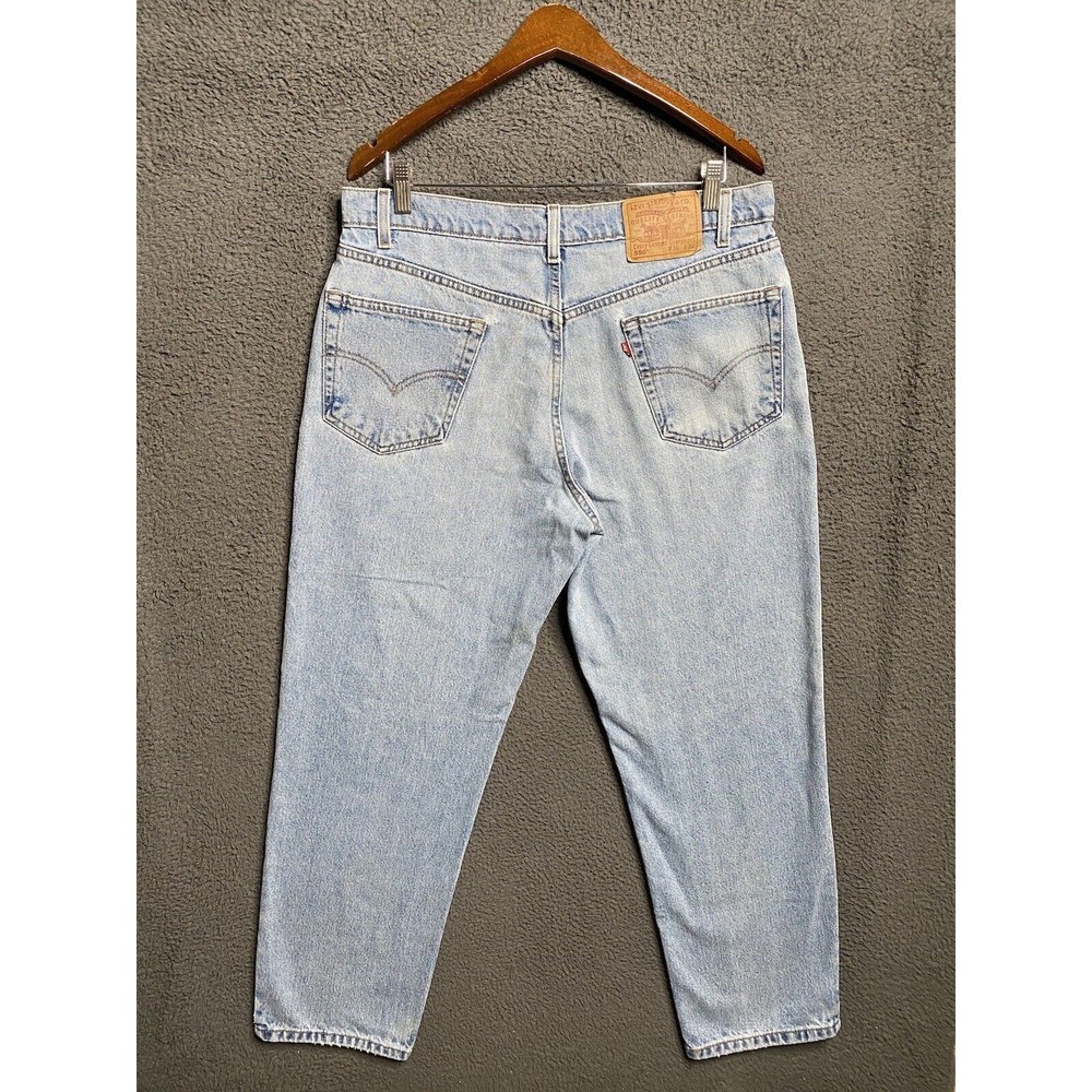 Vintage 90s LEVIS 550 Jeans 35x30 Relaxed-Fit Light Stonewash Red Tab
